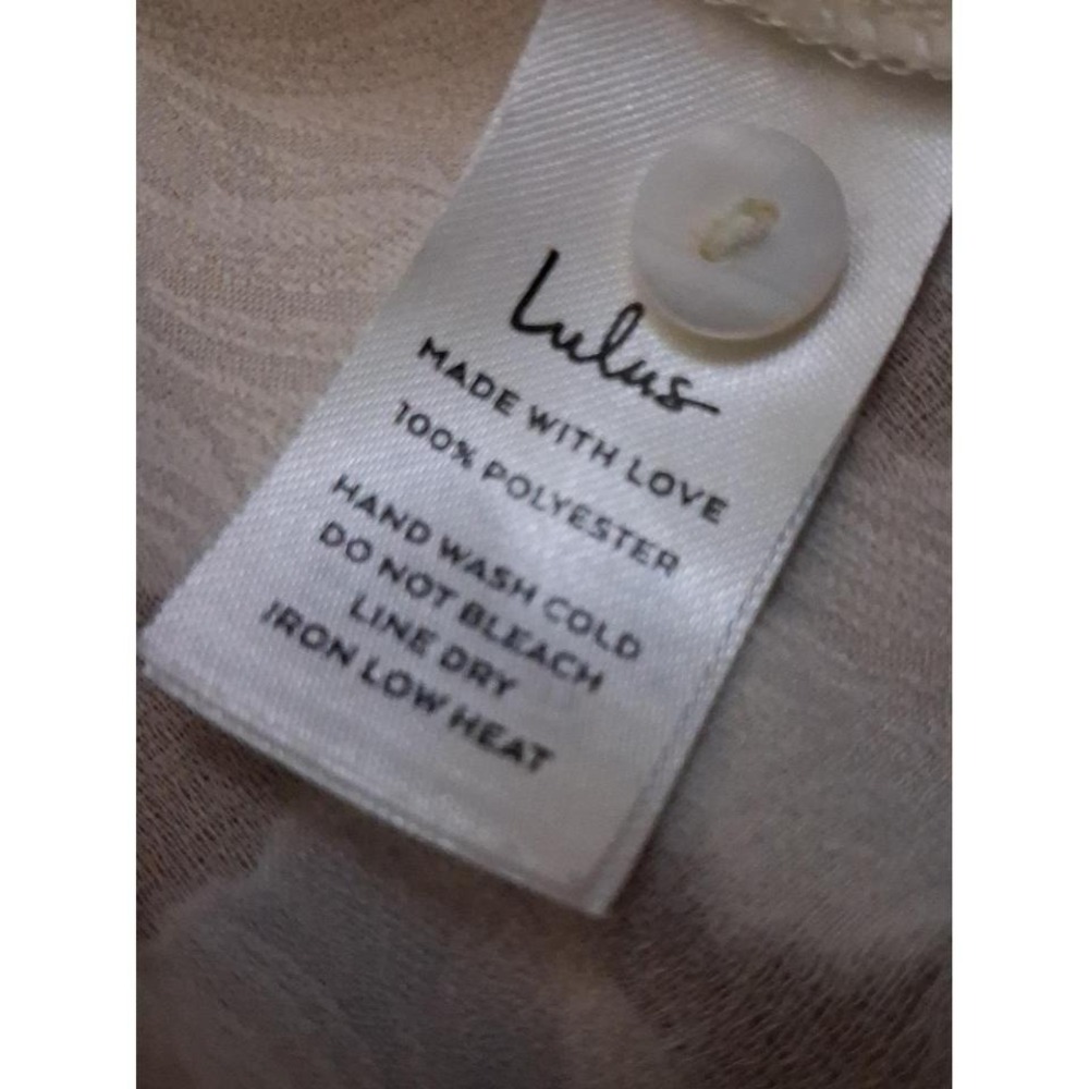 Lulus Floral Ivory Sheer Cottagecore Button Down‎ Puff Sleeve Top Shirt - Picture 6 of 7